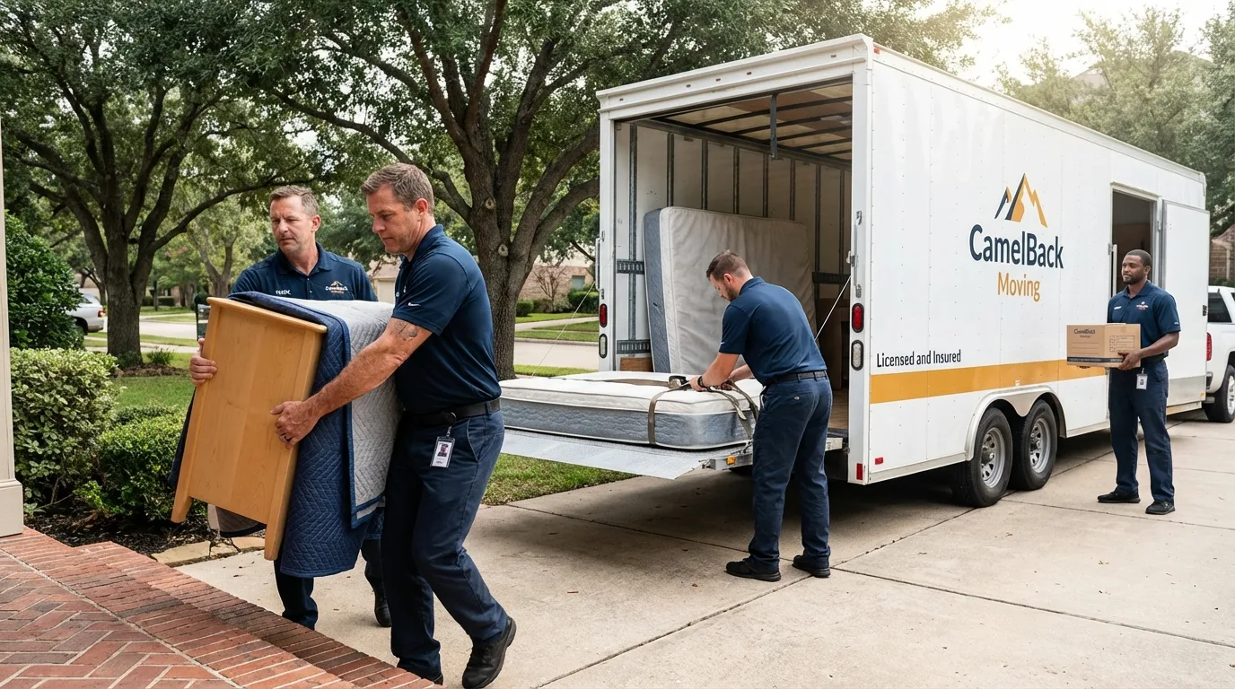 Crew loading residential truck for cross-state move from Rockmart, GA