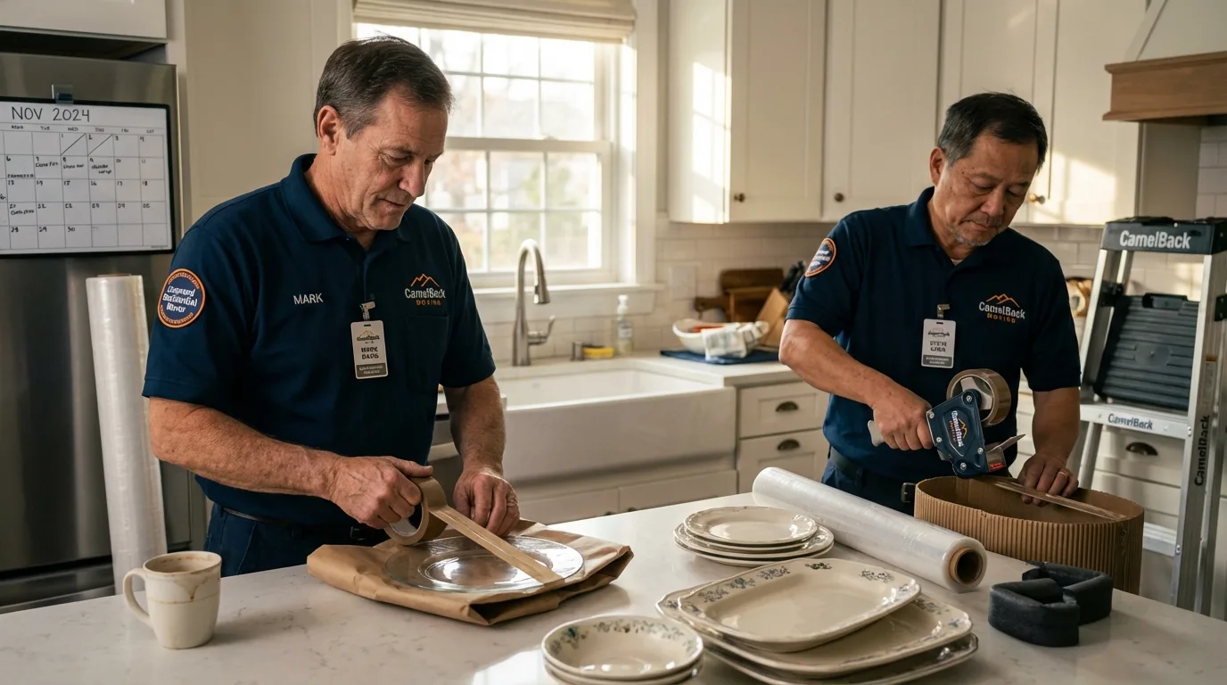 Professional crew packing kitchen dishware in Rockmart, GA